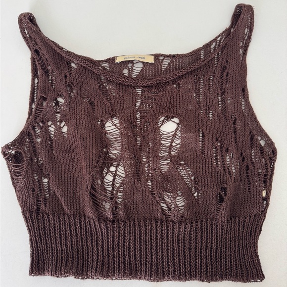 Paloma Wool dark brown crochet top - Picture 3 of 4
